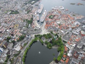 The famous picture of 4 cruise ships in the harbor in 2012