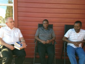Part of our Maasai and African biblical interpretation group out on Knut's deck