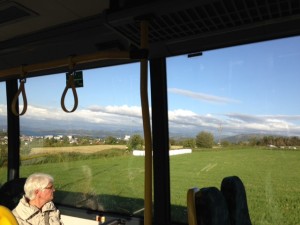 One vista from the bus. The mountains merge with the clouds in the distance.