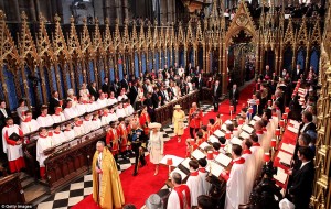 We were right behind the center lamp to the right of the choir. 