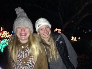 The Bellevue Botanical Gardens Christmas Lights with Anya and her friend, Annaliese.