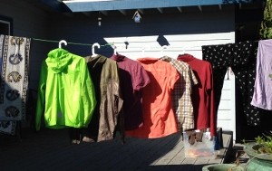 Permethrined clothes hang to dry