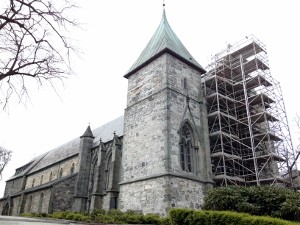 The Stavanger Cathedral is under restoration.