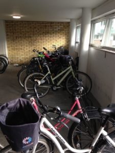 Inside the bicycle storage